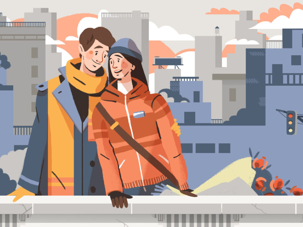 Ilustração que representa o amor romântico