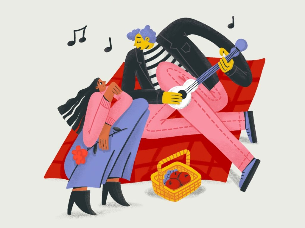 Ilustração que representa o amor romântico